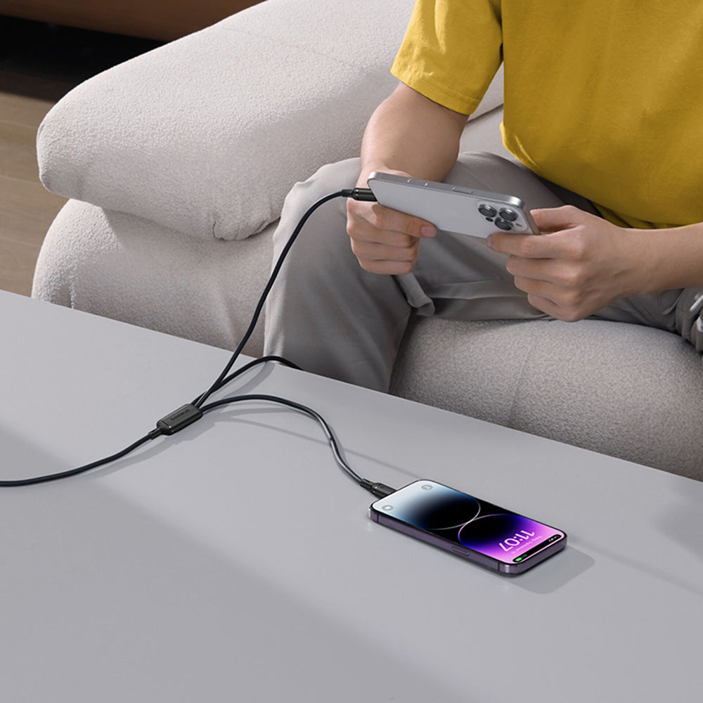 Baseus - Data Cable Silky (P10377705123-00) - Fast Charge, USB to USB-C, Lightning, Micro-USB, 100W, 480Mbps, 1.5m - Bla