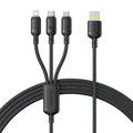 Baseus - Data Cable Silky (P10377705123-00) - Fast Charge, USB to USB-C, Lightning, Micro-USB, 100W, 480Mbps, 1.5m - Bla