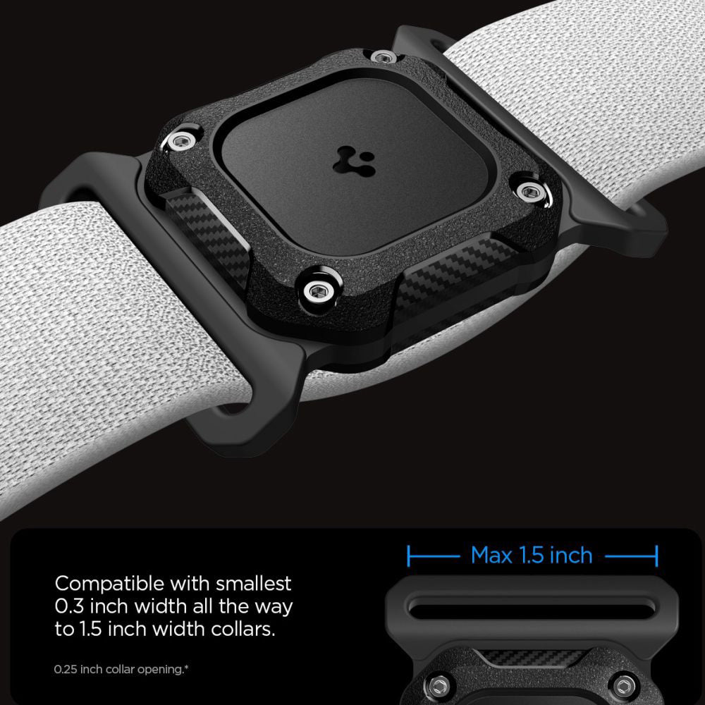 Spigen - Tough Armor Holder (ACS09780) - Apple AirTag 1 / 2, for Pet Colar, Waterproof IP68, Max. 1.5inch Width - Black
