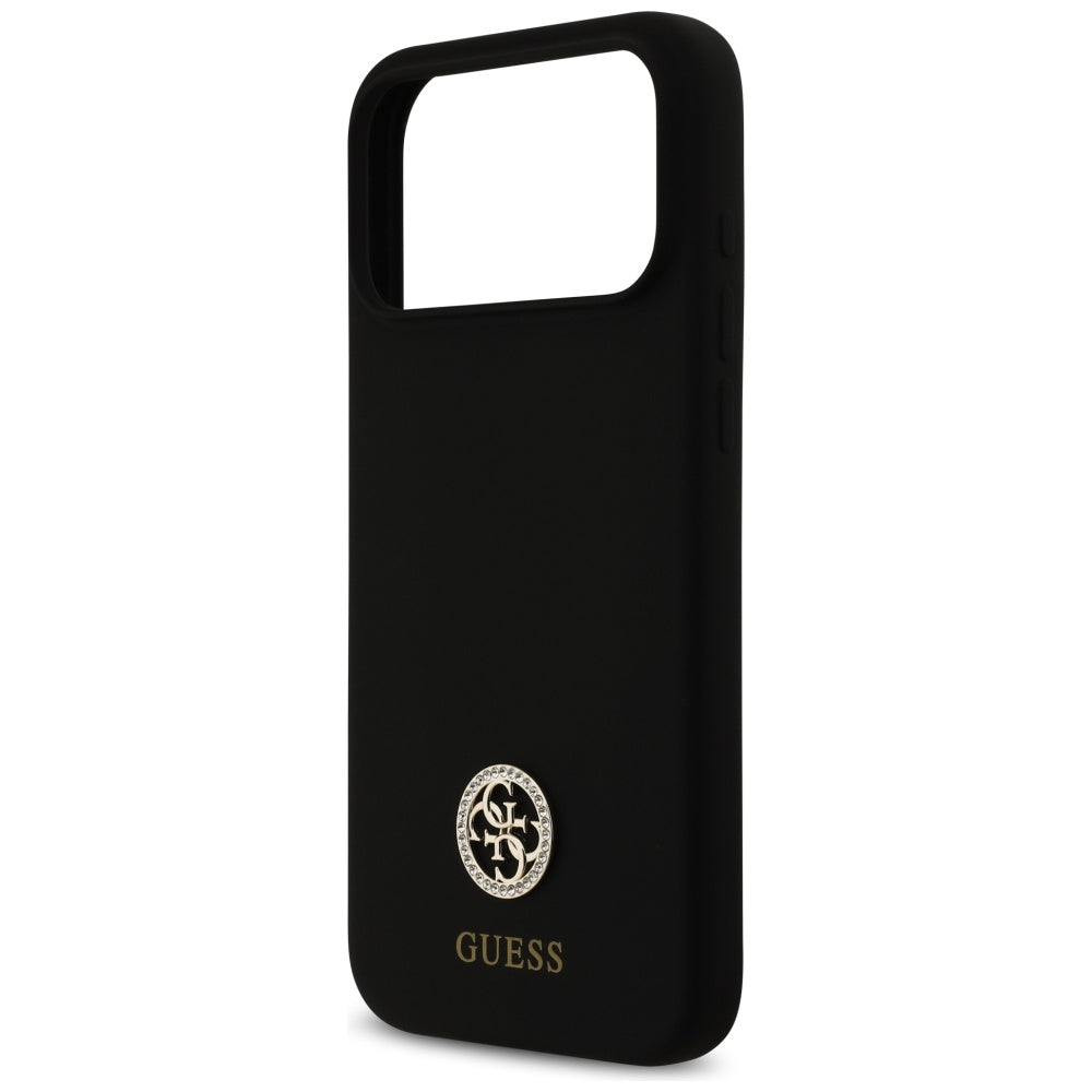 Husa pentru iPhone 17 Pro Max - Guess Silicone Logo Strass 4G MagSafe (GUHMP17XM4DGPK) - Black