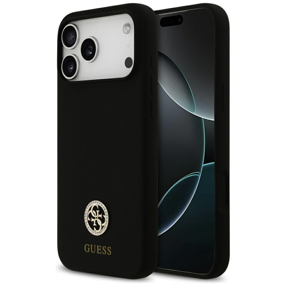 Husa pentru iPhone 17 Pro Max - Guess Silicone Logo Strass 4G MagSafe (GUHMP17XM4DGPK) - Black