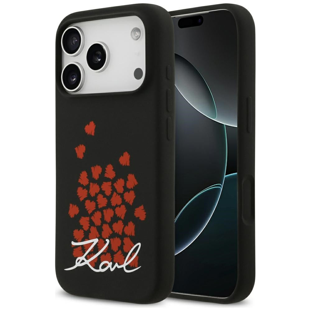 Karl Lagerfeld - Silicone Heart Sign Logo MagSafe (KLHMP17LSMHBKSOK) - iPhone 17 Pro - Black