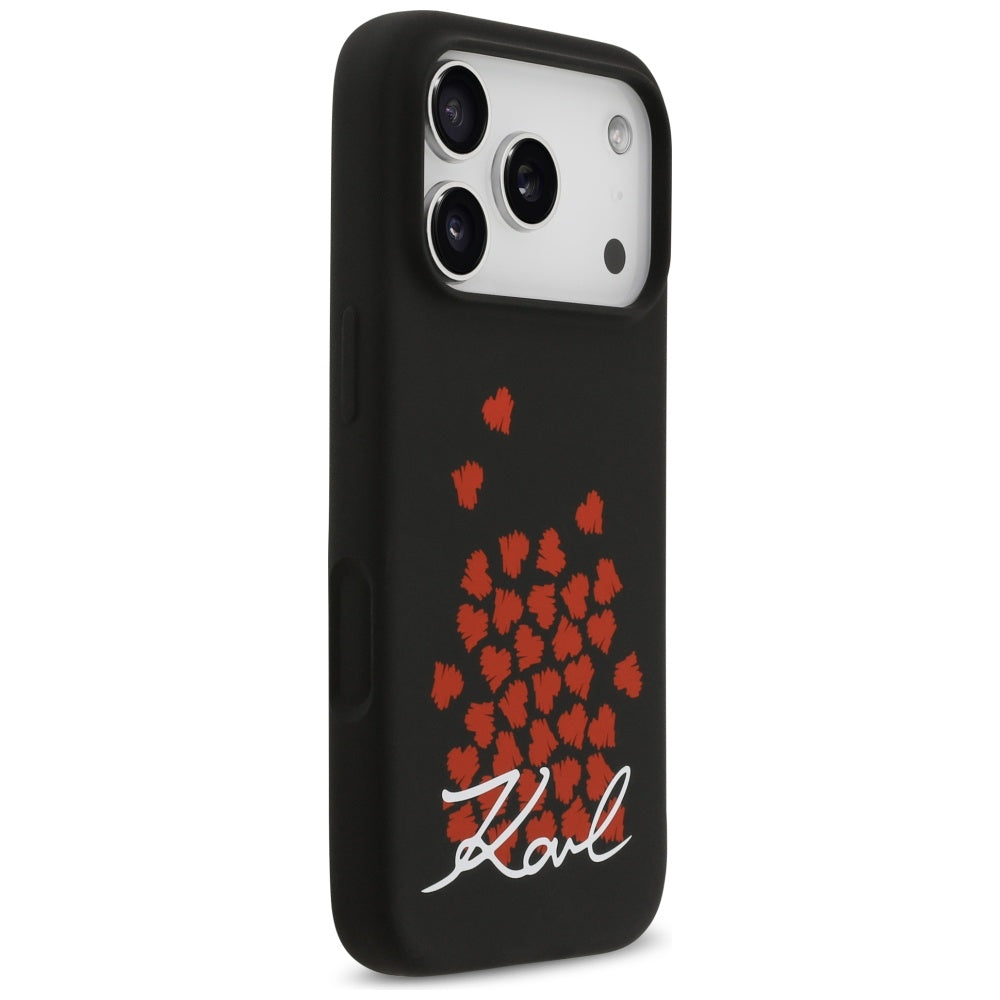 Karl Lagerfeld - Silicone Heart Sign Logo MagSafe (KLHMP17LSMHBKSOK) - iPhone 17 Pro - Black
