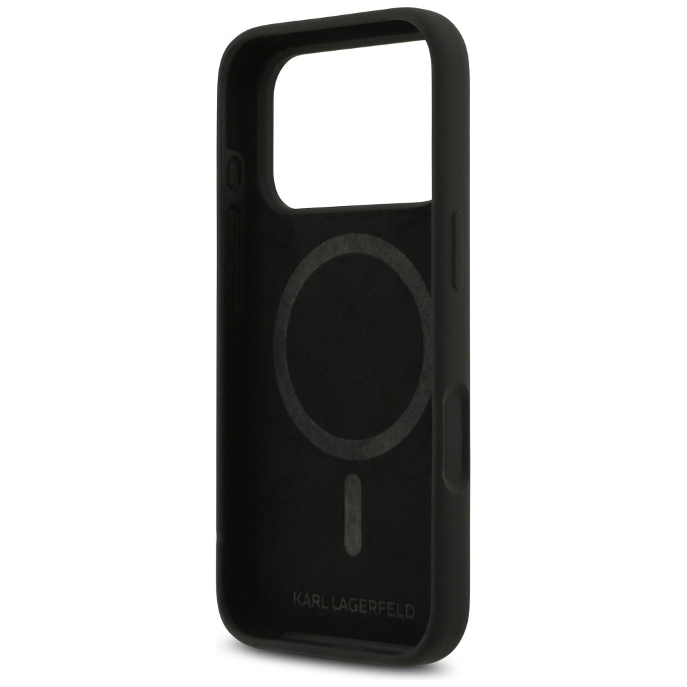 Karl Lagerfeld - Silicone Heart Sign Logo MagSafe (KLHMP17LSMHBKSOK) - iPhone 17 Pro - Black