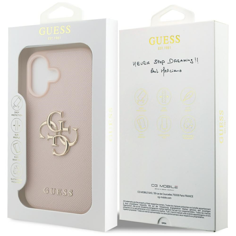 Husa pentru iPhone 17 - Guess Hardcase 4G Grained Big and Classic Logo (GUHCP17SPGT4MBP) - Pink