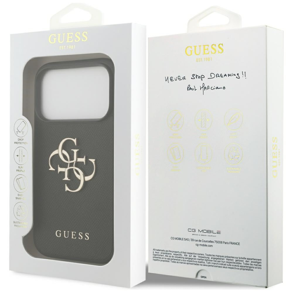 Husa pentru iPhone 17 Pro - Guess Hardcase 4G Grained Big and Classic Logo (GUHCP17LPGT4MBK) - Black