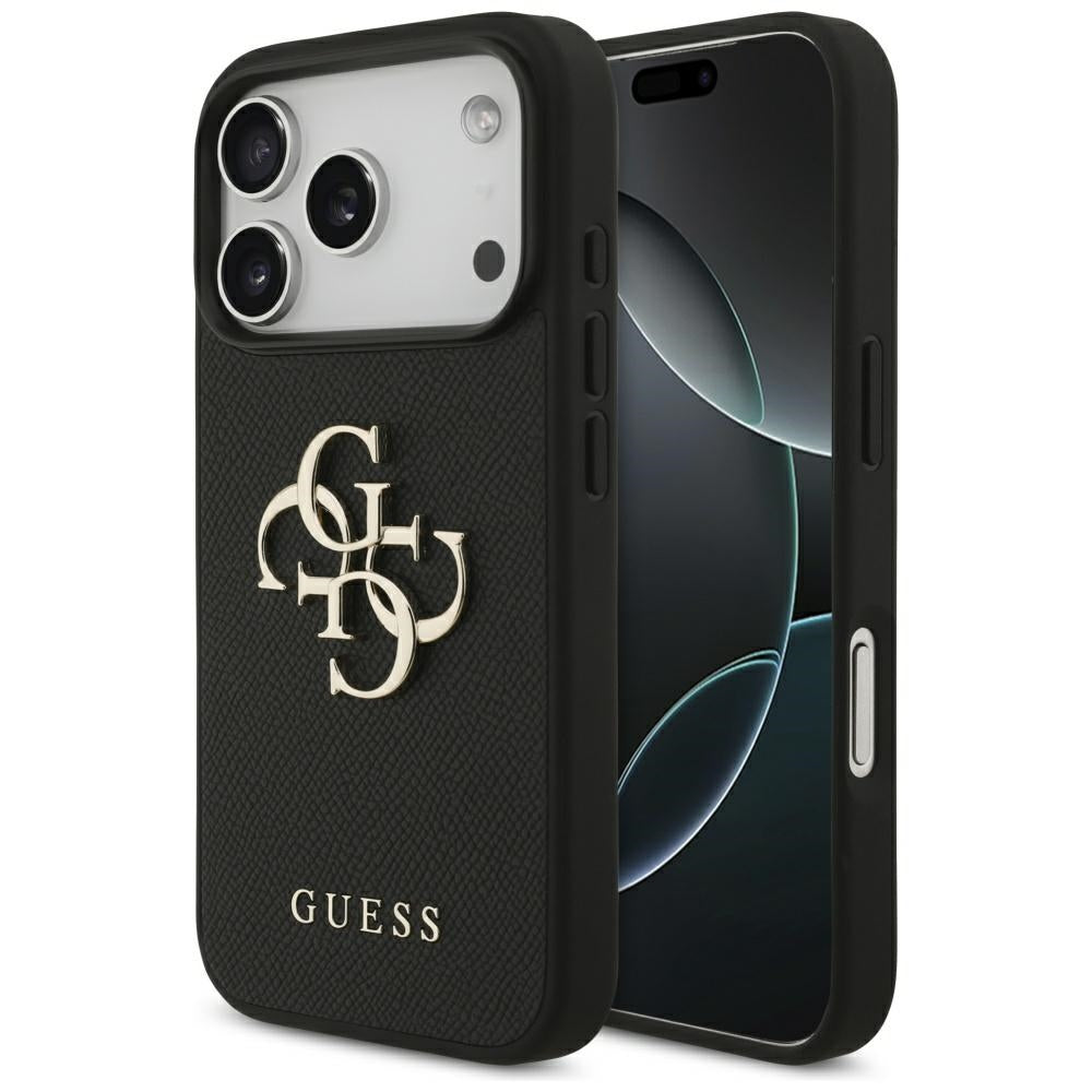 Husa pentru iPhone 17 Pro - Guess Hardcase 4G Grained Big and Classic Logo (GUHCP17LPGT4MBK) - Black