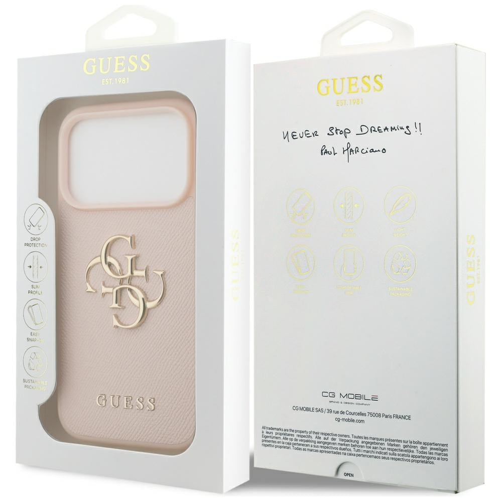 Husa pentru iPhone 17 Pro - Guess Hardcase 4G Grained Big and Classic Logo (GUHCP17LPGT4MBP) - Pink