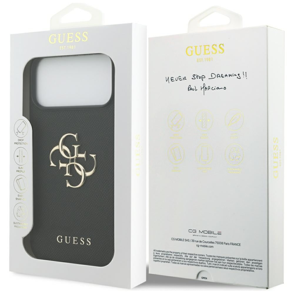 Husa pentru iPhone 17 Pro Max - Guess Hardcase 4G Grained Big and Classic Logo (GUHCP17XPGT4MBK) - Black