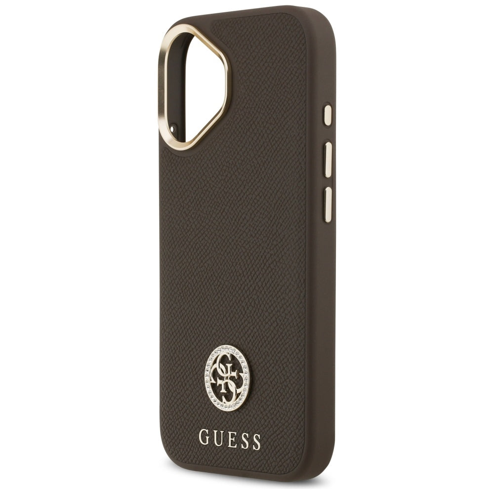 Guess - Grained Strass Logo MagSafe (GUHMP17SPGCRMDEW) - iPhone 17 - Brown