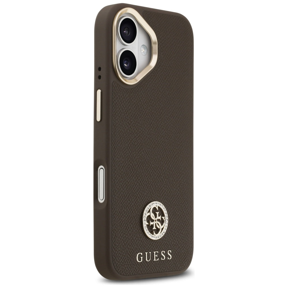 Guess - Grained Strass Logo MagSafe (GUHMP17SPGCRMDEW) - iPhone 17 - Brown