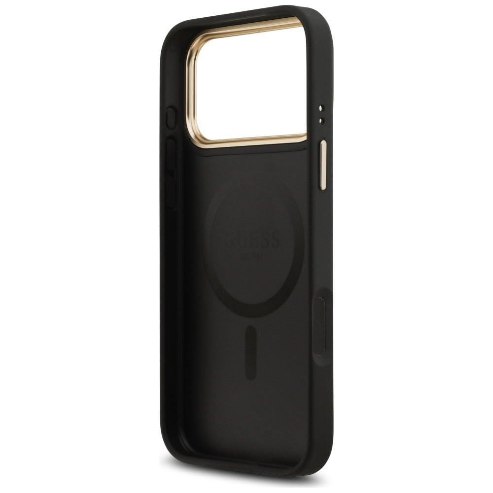 Husa de protectie Guess Peony Hot Stamp compatibil cu iPhone 17 Pro Max, Negru