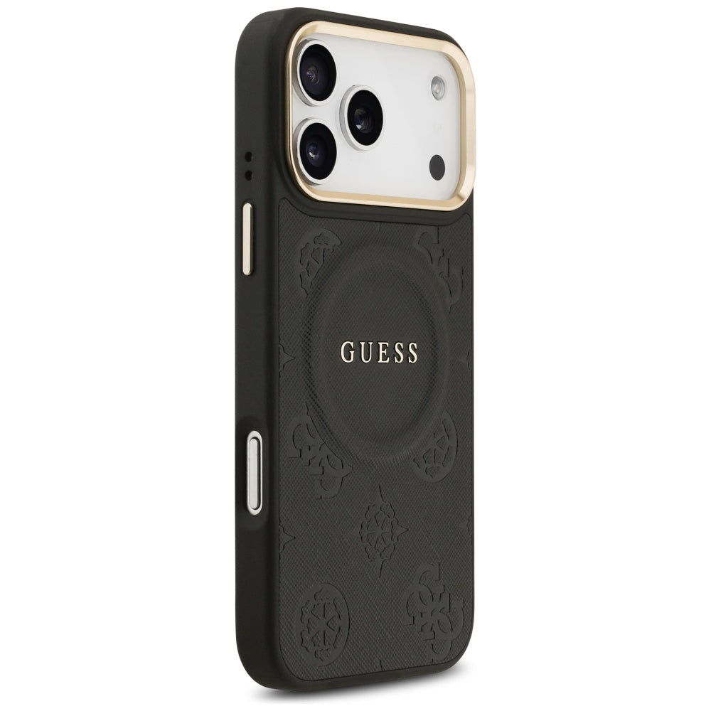 Husa de protectie Guess Peony Hot Stamp compatibil cu iPhone 17 Pro Max, Negru
