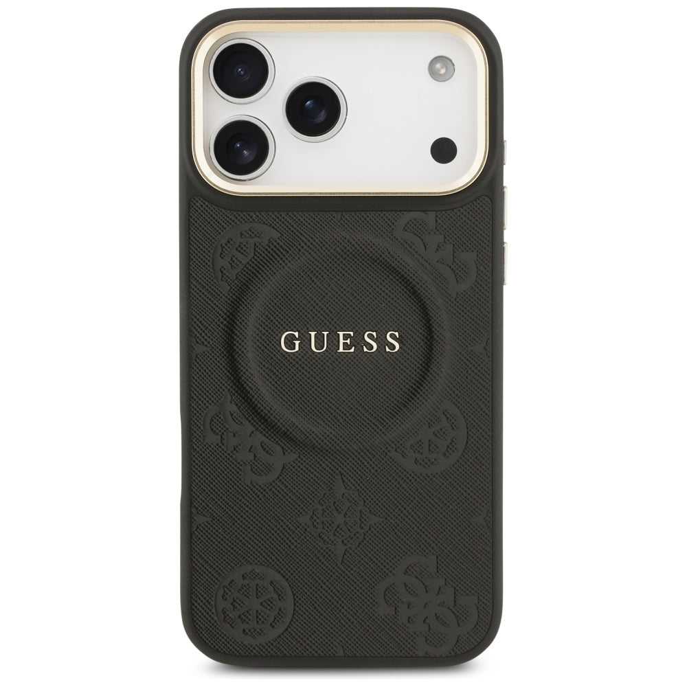 Husa de protectie Guess Peony Hot Stamp compatibil cu iPhone 17 Pro Max, Negru