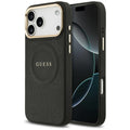 Husa de protectie Guess Peony Hot Stamp compatibil cu iPhone 17 Pro Max, Negru