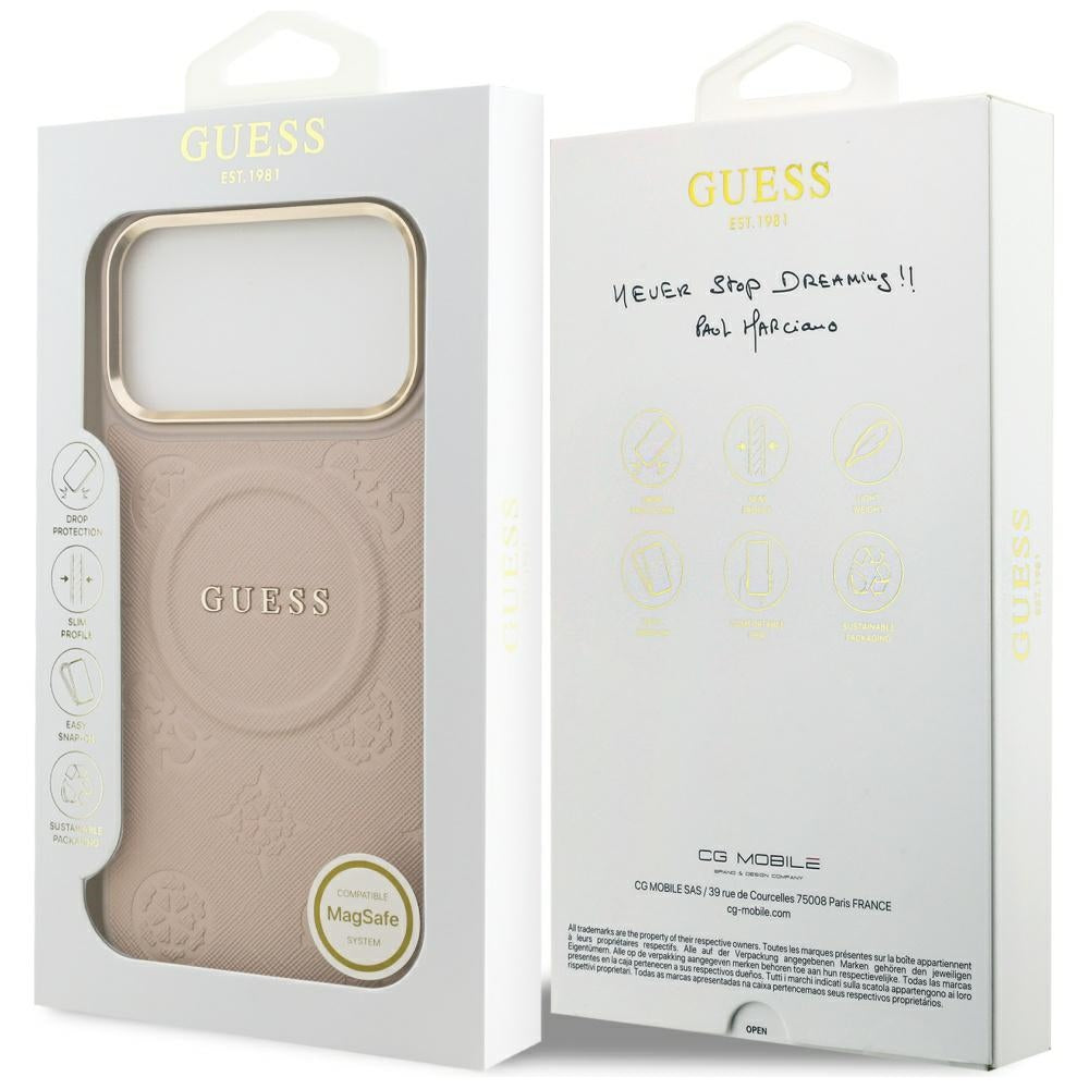 Husa de protectie Guess Peony Hot Stamp compatibil cu iPhone 17 Pro Max, Roz