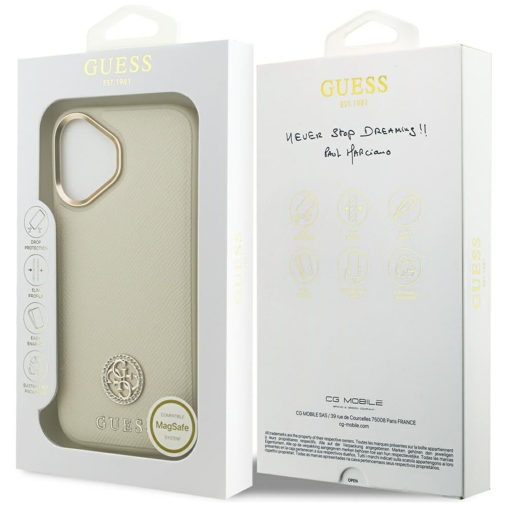 Guess - Grained Strass Logo MagSafe (GUHMP17SPGCRMDEE) - iPhone 17 - Beige