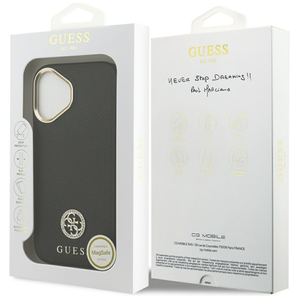 Guess - Grained Strass Logo MagSafe (GUHMP17SPGCRMDEK) - iPhone 17 - Black
