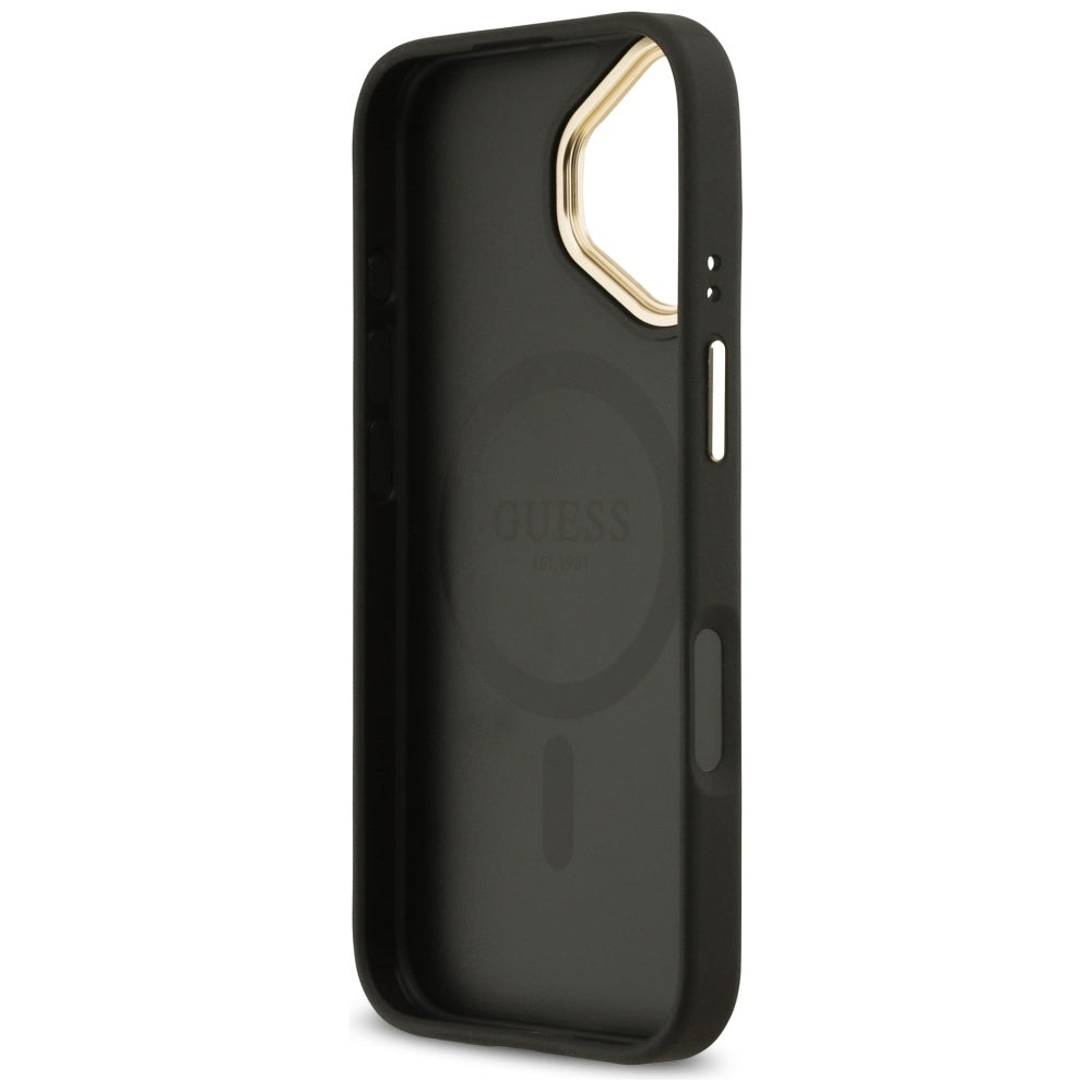 Guess - Grained Strass Logo MagSafe (GUHMP17SPGCRMDEK) - iPhone 17 - Black