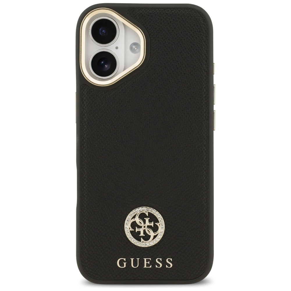 Guess - Grained Strass Logo MagSafe (GUHMP17SPGCRMDEK) - iPhone 17 - Black