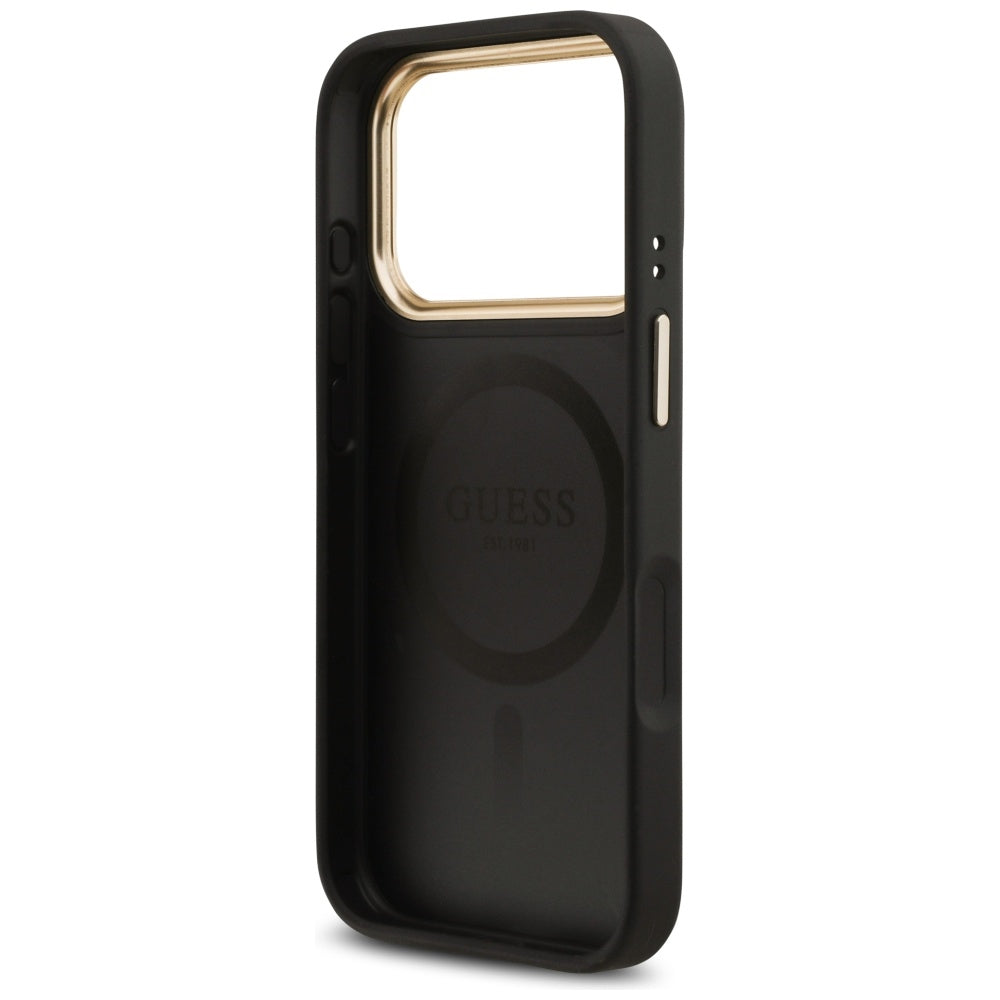 Guess - Grained Strass Logo MagSafe (GUHMP17LPGCRMDEK) - iPhone 17 Pro - Black