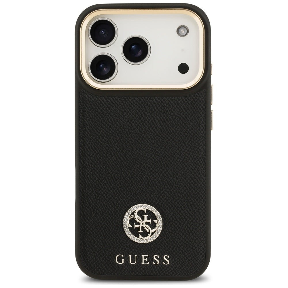 Guess - Grained Strass Logo MagSafe (GUHMP17LPGCRMDEK) - iPhone 17 Pro - Black