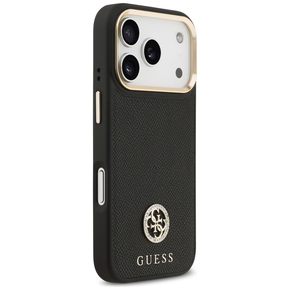 Guess - Grained Strass Logo MagSafe (GUHMP17LPGCRMDEK) - iPhone 17 Pro - Black
