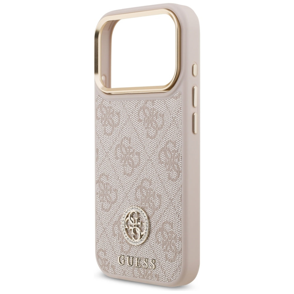 Husa pentru iPhone 17 Pro - Guess Hardcase 4G Strass Logo MagSafe (GUHMP17LP4GRMDEP) - Pink