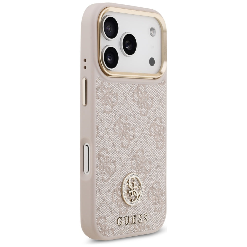 Husa pentru iPhone 17 Pro - Guess Hardcase 4G Strass Logo MagSafe (GUHMP17LP4GRMDEP) - Pink