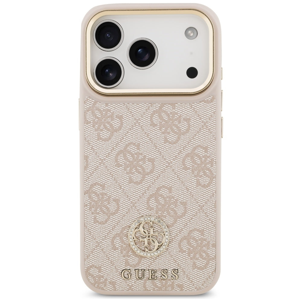 Husa pentru iPhone 17 Pro - Guess Hardcase 4G Strass Logo MagSafe (GUHMP17LP4GRMDEP) - Pink