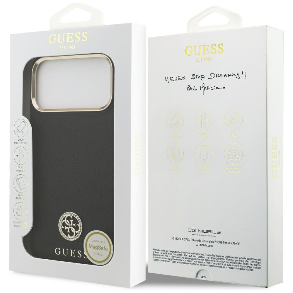 Guess - Grained Strass Logo MagSafe (GUHMP17XPGCRMDEK) - iPhone 17 Pro Max - Black
