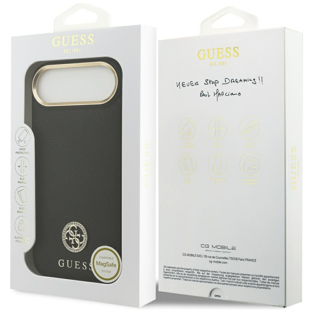 Guess - Grained Strass Logo MagSafe (GUHMP17MPGCRMDEK) - iPhone 17 Air - Black