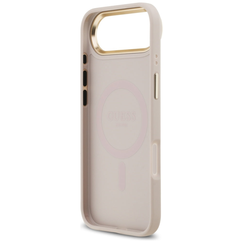 Husa pentru iPhone 17 Air - Guess Hardcase 4G Strass Logo MagSafe (GUHMP17MP4GRMDEP) - Pink