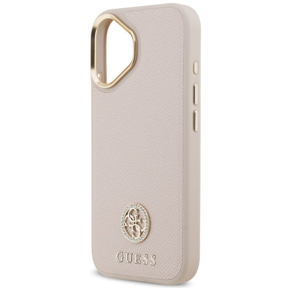 Husa de protectie Guess Grained Strass Logo MagSafe compatibil cu iPhone 17, Roz