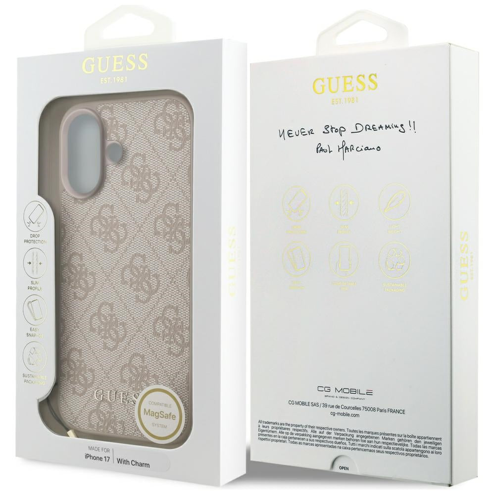 Husa pentru iPhone 17 - Guess Hardcase 4G Charm Cradle MagSafe (GUHMP17SGF4GCP) - Pink
