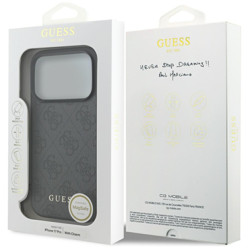 Husa pentru iPhone 17 Pro - Guess Hardcase 4G Charm Cradle MagSafe (GUHMP17LGF4GCK) - Black