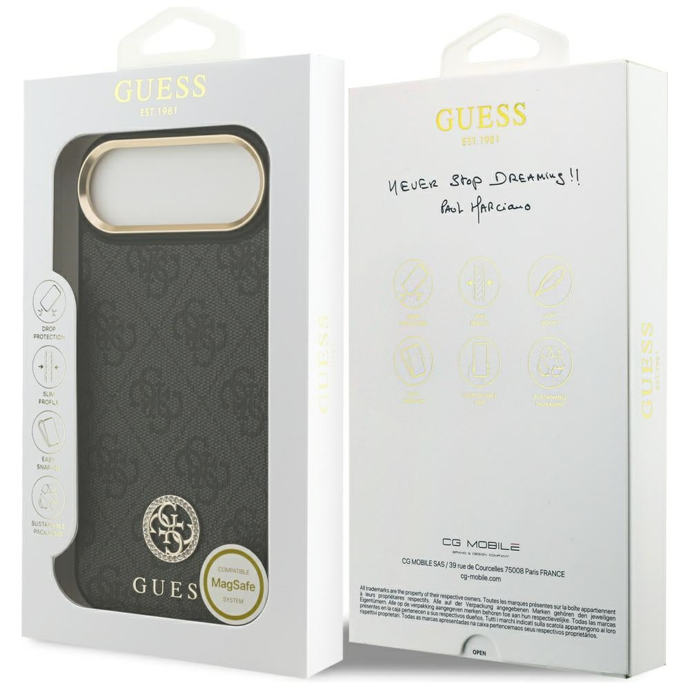 Husa pentru iPhone 17 Air - Guess Hardcase 4G Strass Logo MagSafe (GUHMP17MP4GRMDEK) - Black