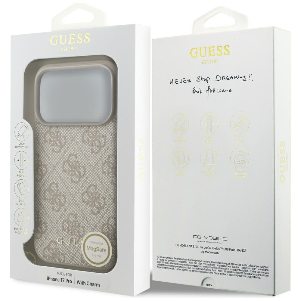 Husa pentru iPhone 17 Pro - Guess Hardcase 4G Charm Cradle MagSafe (GUHMP17LGF4GCP) - Pink