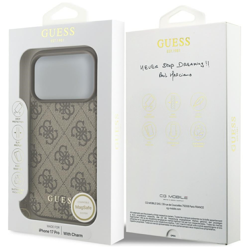 Guess - Hardcase 4G Charm Cradle MagSafe (GUHMP17XGF4GCW) - iPhone 17 Pro Max - Brown