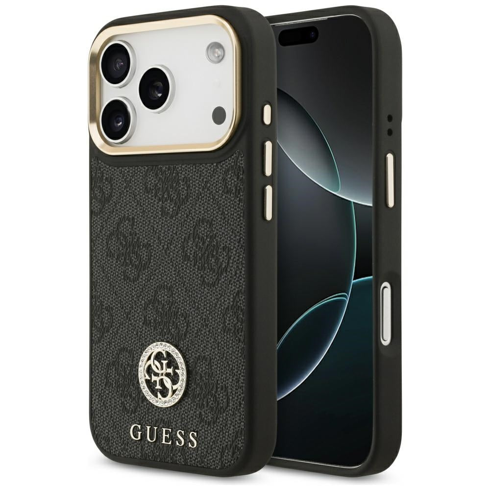 Husa pentru iPhone 17 Pro - Guess Hardcase 4G Strass Logo MagSafe (GUHMP17LP4GRMDEK) - Black