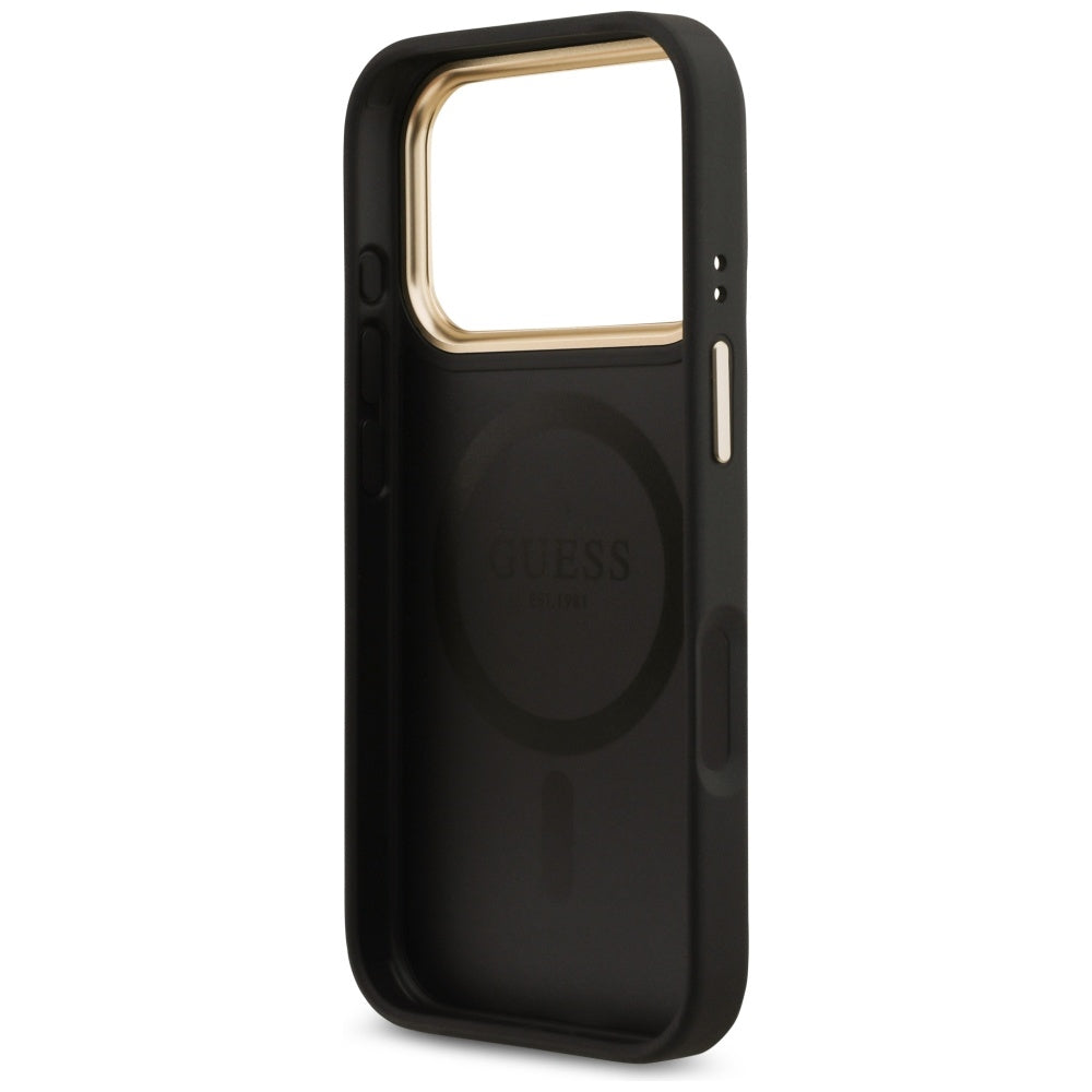 Husa pentru iPhone 17 Pro - Guess Hardcase 4G Strass Logo MagSafe (GUHMP17LP4GRMDEK) - Black
