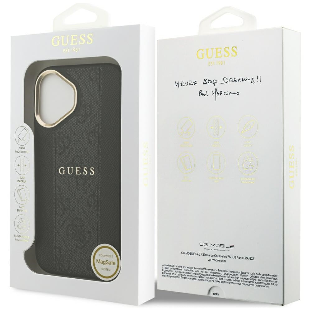 Husa pentru iPhone 17 - Guess Hardcase 4G Stripe MagSafe (GUHMP17SPG4SEMCK) - Black