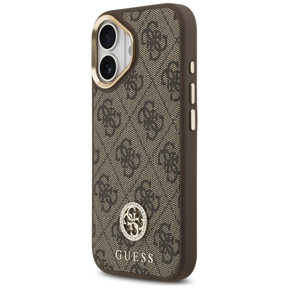 Husa pentru iPhone 17 - Guess Hardcase 4G Strass Logo MagSafe (GUHMP17SP4GRMDEW) - Brown