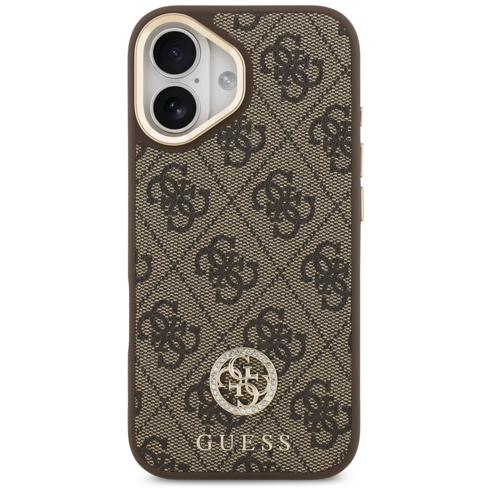 Husa pentru iPhone 17 - Guess Hardcase 4G Strass Logo MagSafe (GUHMP17SP4GRMDEW) - Brown
