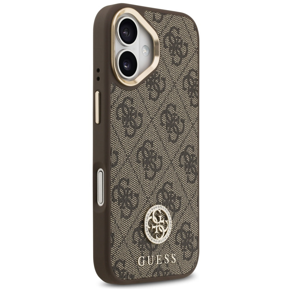 Husa pentru iPhone 17 - Guess Hardcase 4G Strass Logo MagSafe (GUHMP17SP4GRMDEW) - Brown