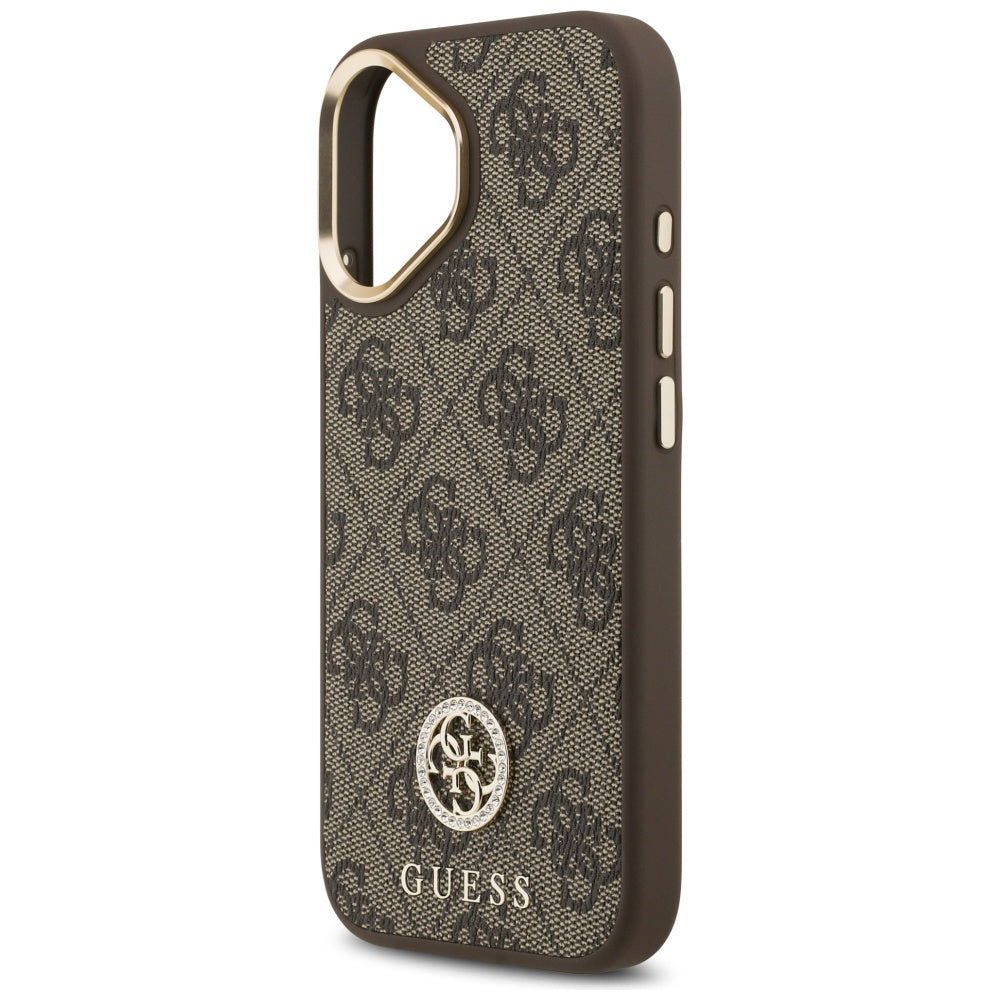 Husa pentru iPhone 17 - Guess Hardcase 4G Strass Logo MagSafe (GUHMP17SP4GRMDEW) - Brown