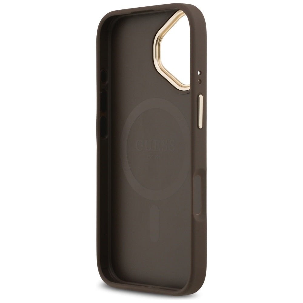 Husa pentru iPhone 17 - Guess Hardcase 4G Strass Logo MagSafe (GUHMP17SP4GRMDEW) - Brown