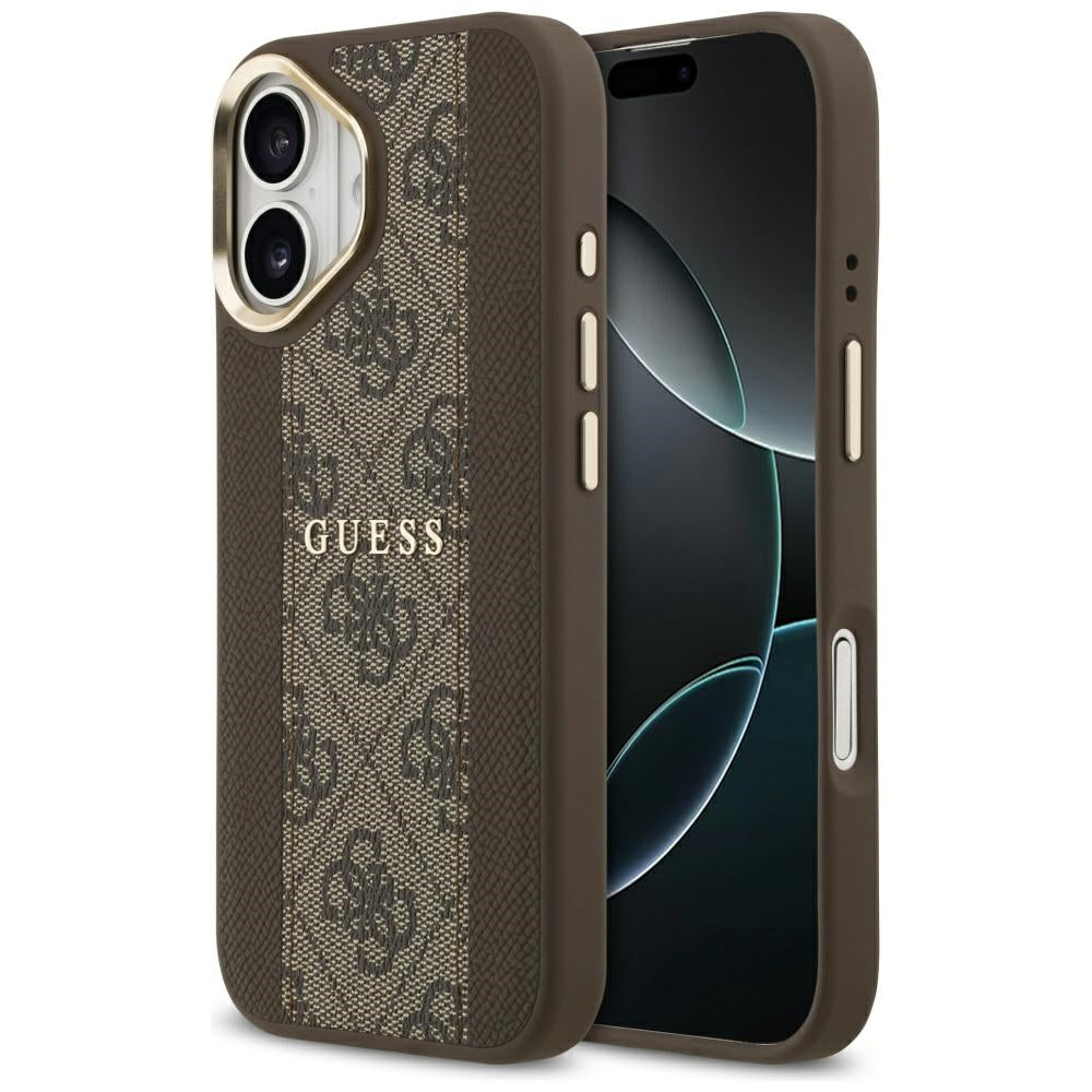 Husa pentru iPhone 17 - Guess Hardcase 4G Stripe MagSafe (GUHMP17SPG4SEMCW) - Brown