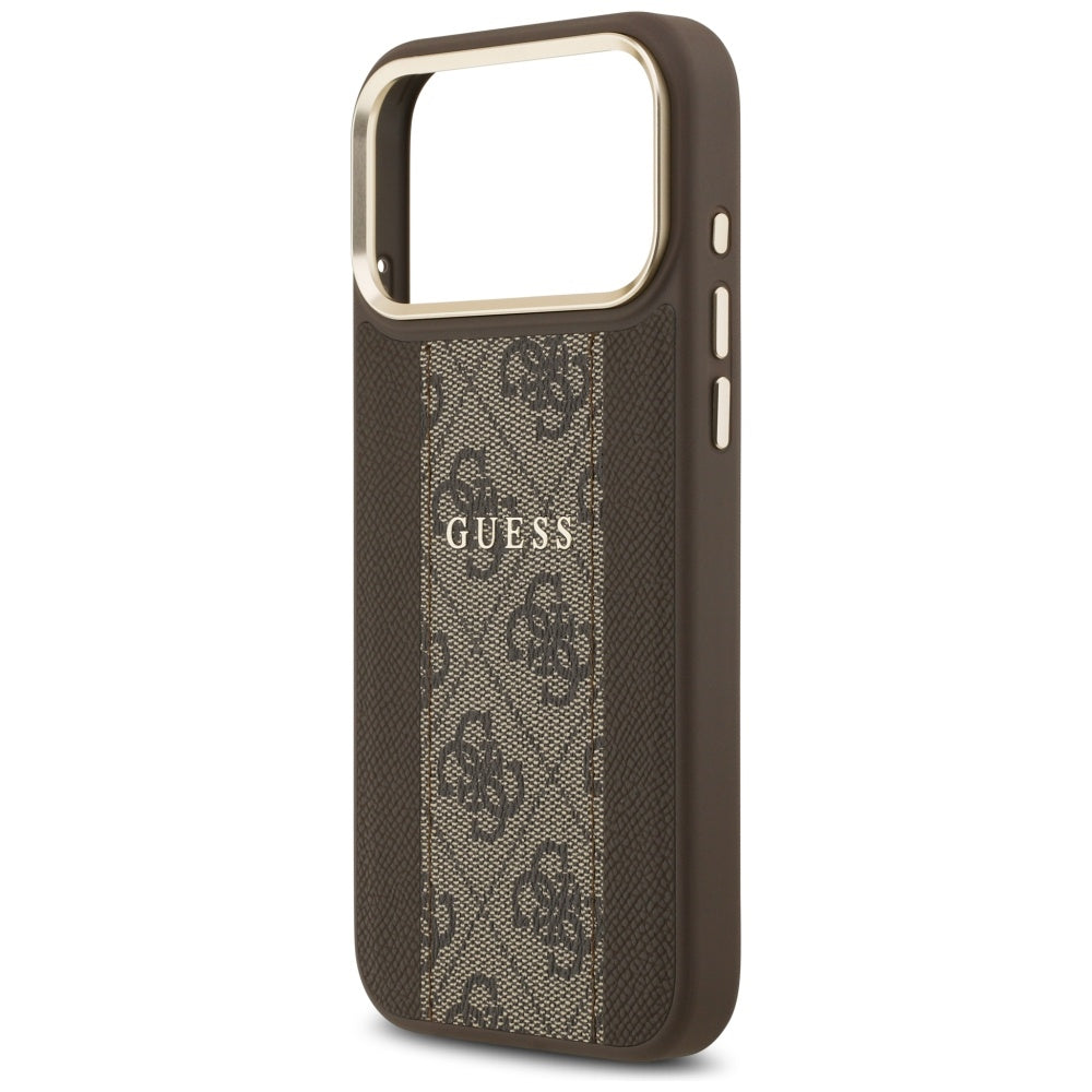 Husa pentru iPhone 17 Pro - Guess Hardcase 4G Stripe MagSafe (GUHMP17LPG4SEMCW) - Brown