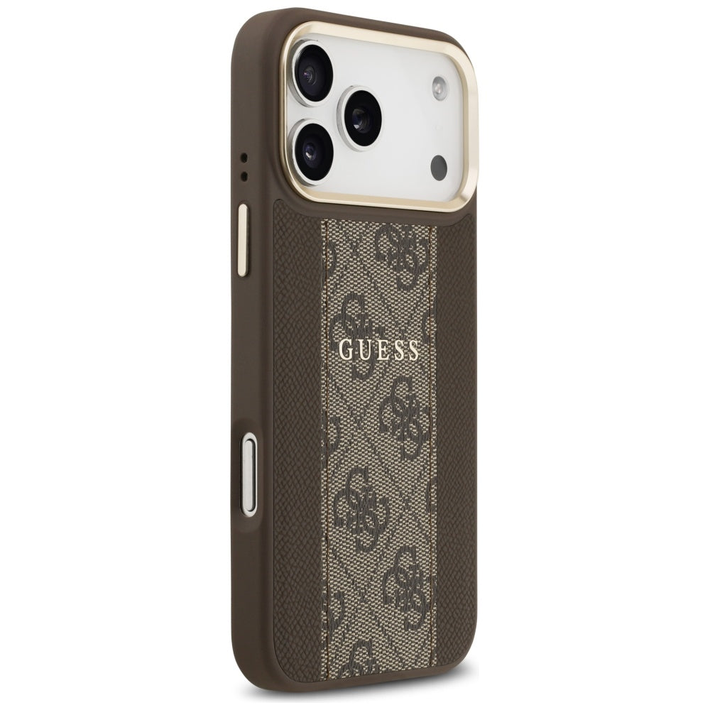 Husa pentru iPhone 17 Pro - Guess Hardcase 4G Stripe MagSafe (GUHMP17LPG4SEMCW) - Brown